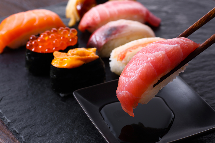 This is a photograph of japanese sushi