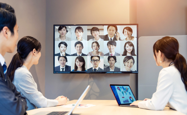 Video conference concept. Telemeeting. Videophone. Teleconference. Remote work.